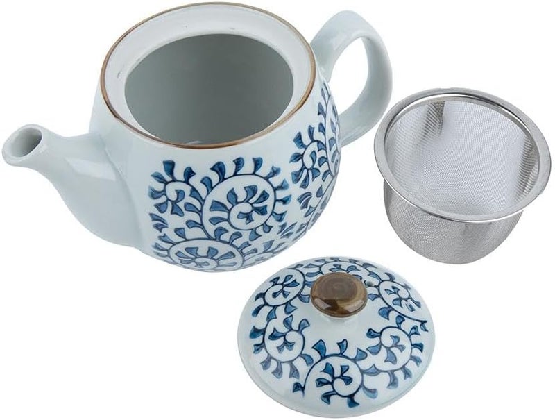 Daiso Ceramic Teapot 400ml Blue Floral Japanese Tea Pot - Image 3